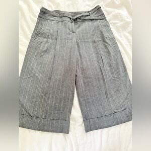 LOFT Gray Capris with Pleated Front and Cuffed Hem